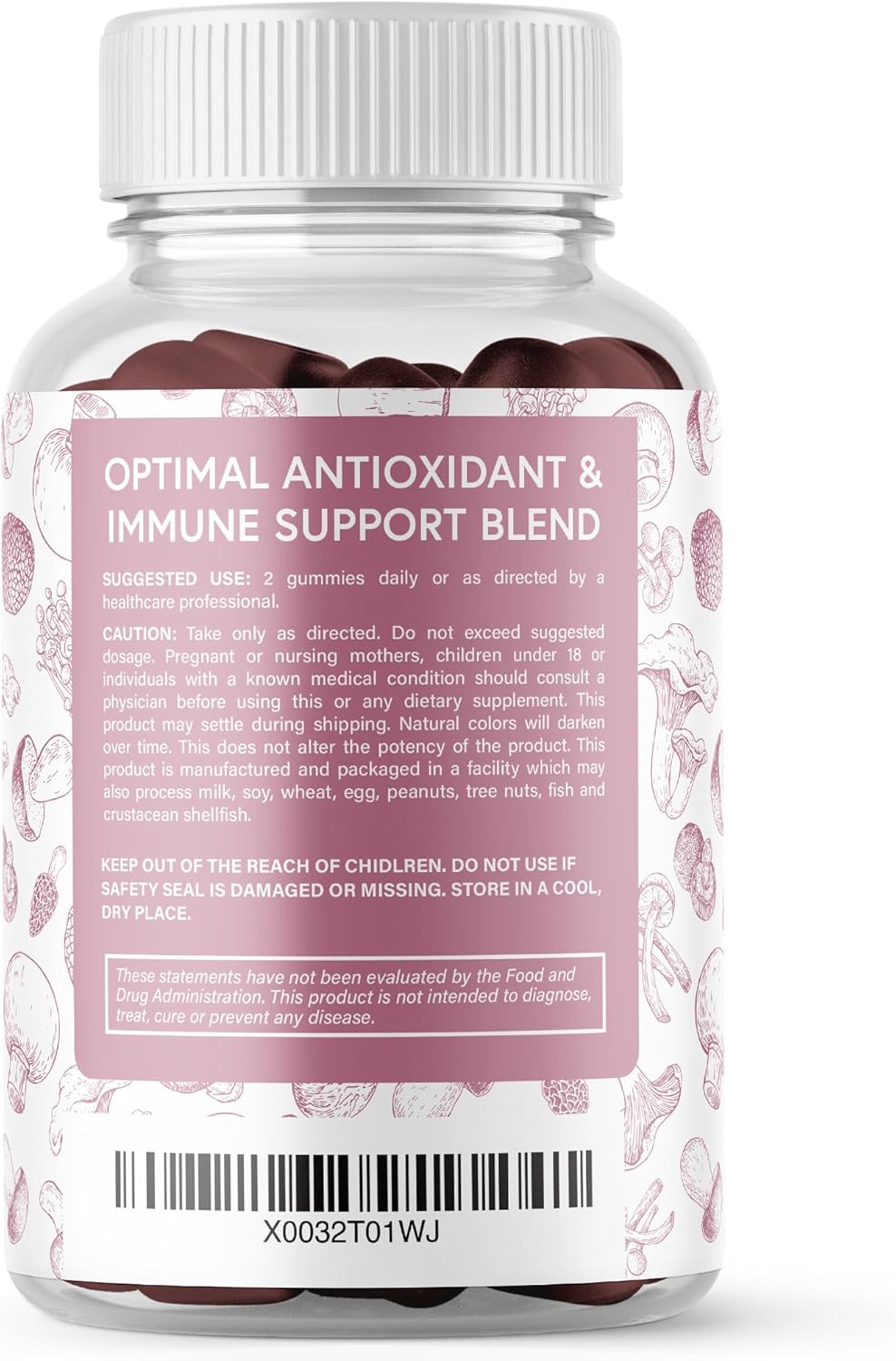 Premium Plant-Based Mushroom Gummies: 10 Mushroom Complex with Lion's Mane, Reishi, Shiitake Extract for Brain, Immune Support, and Mood - 60 Chews