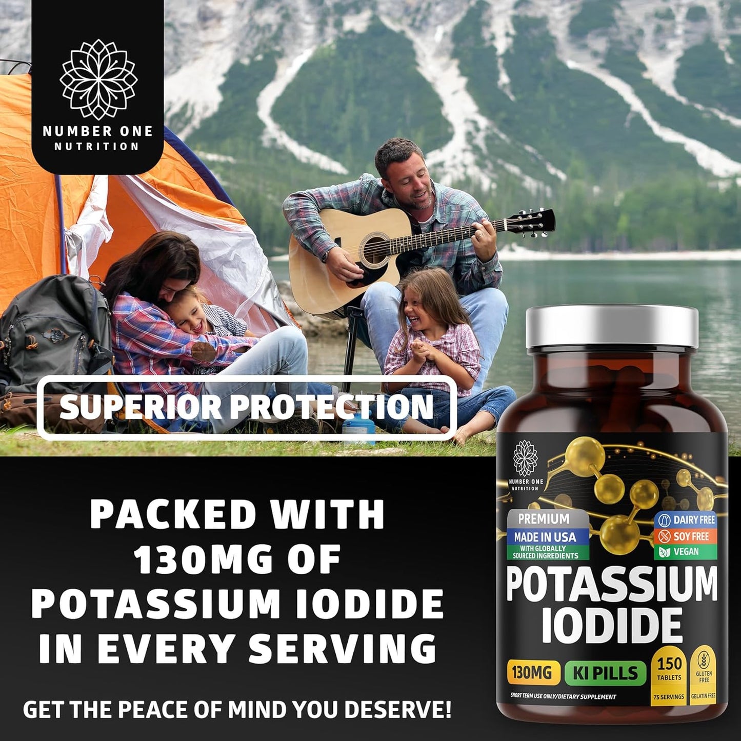 Premium Potassium Iodide Supplement 2 Pack [130mg, 300 Tablets] - Natural Iodine for Kids & Adults - High Purity KI Pills - Made in USA - Gluten Free