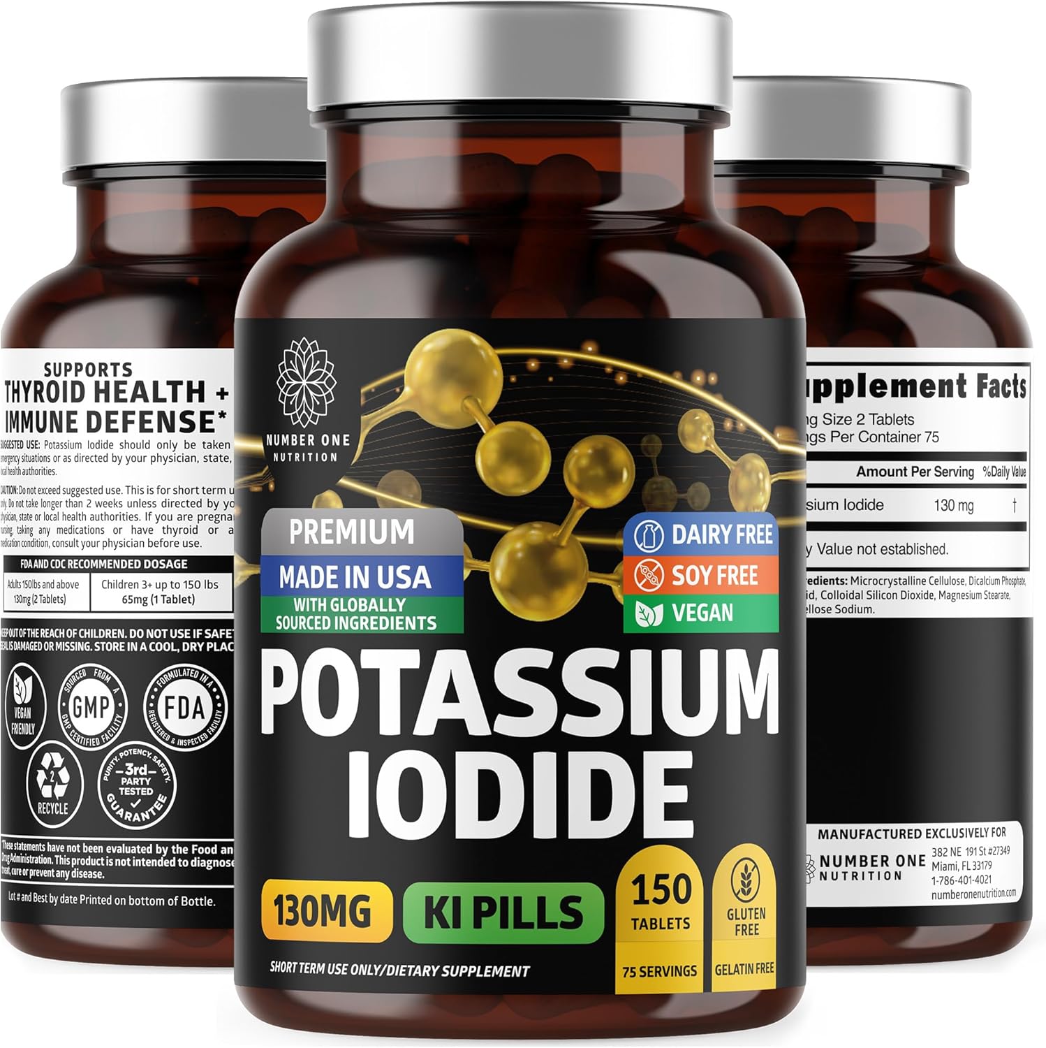 Premium Potassium Iodide Tablets for Immunity Support - 130mg, 150 Tablets
