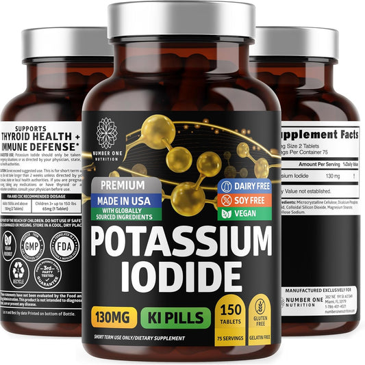 Premium Potassium Iodide Tablets for Immunity Support - 130mg, 150 Tablets