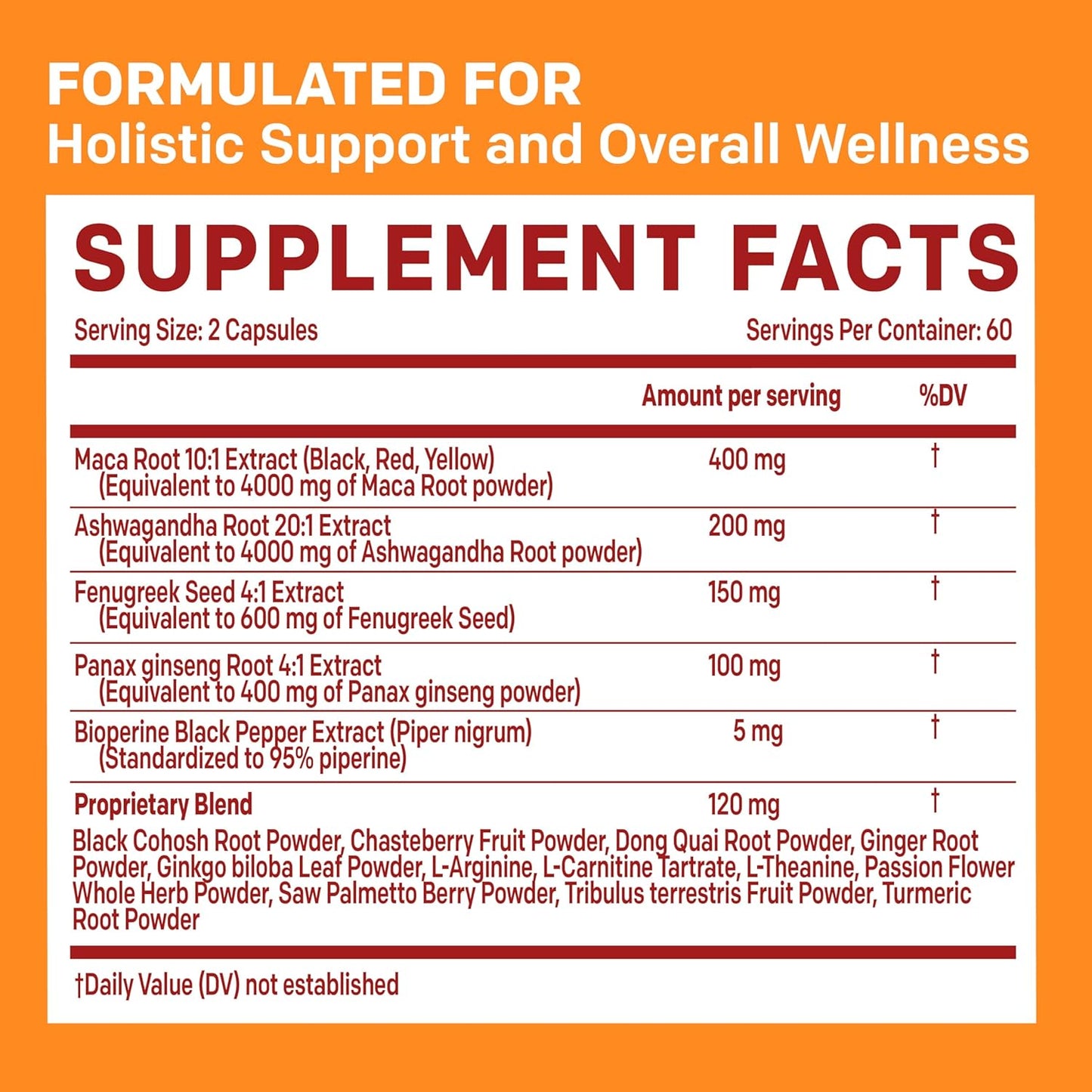 Premium PrimeMD 19-in-1 Peruvian Maca Root Capsules with 9125 mg Ashwagandha, Fenugreek, and Ginseng for Mood, Hormone Balance, and Performance Support - 120 Capsules