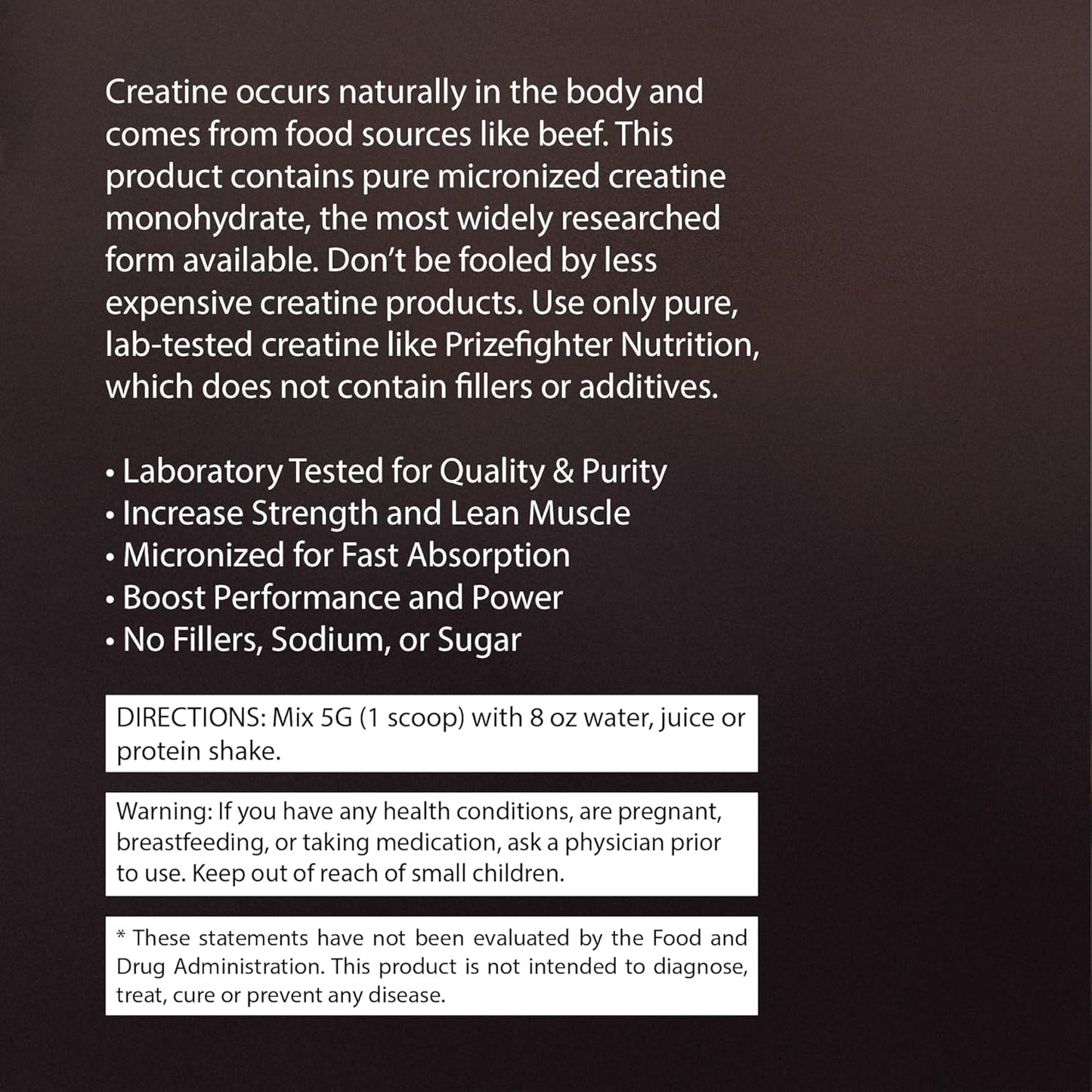 Premium Prizefighter Nutrition Creatine Monohydrate Powder | 300g | Unflavored | Energy Boost & Muscle Growth | USA Made