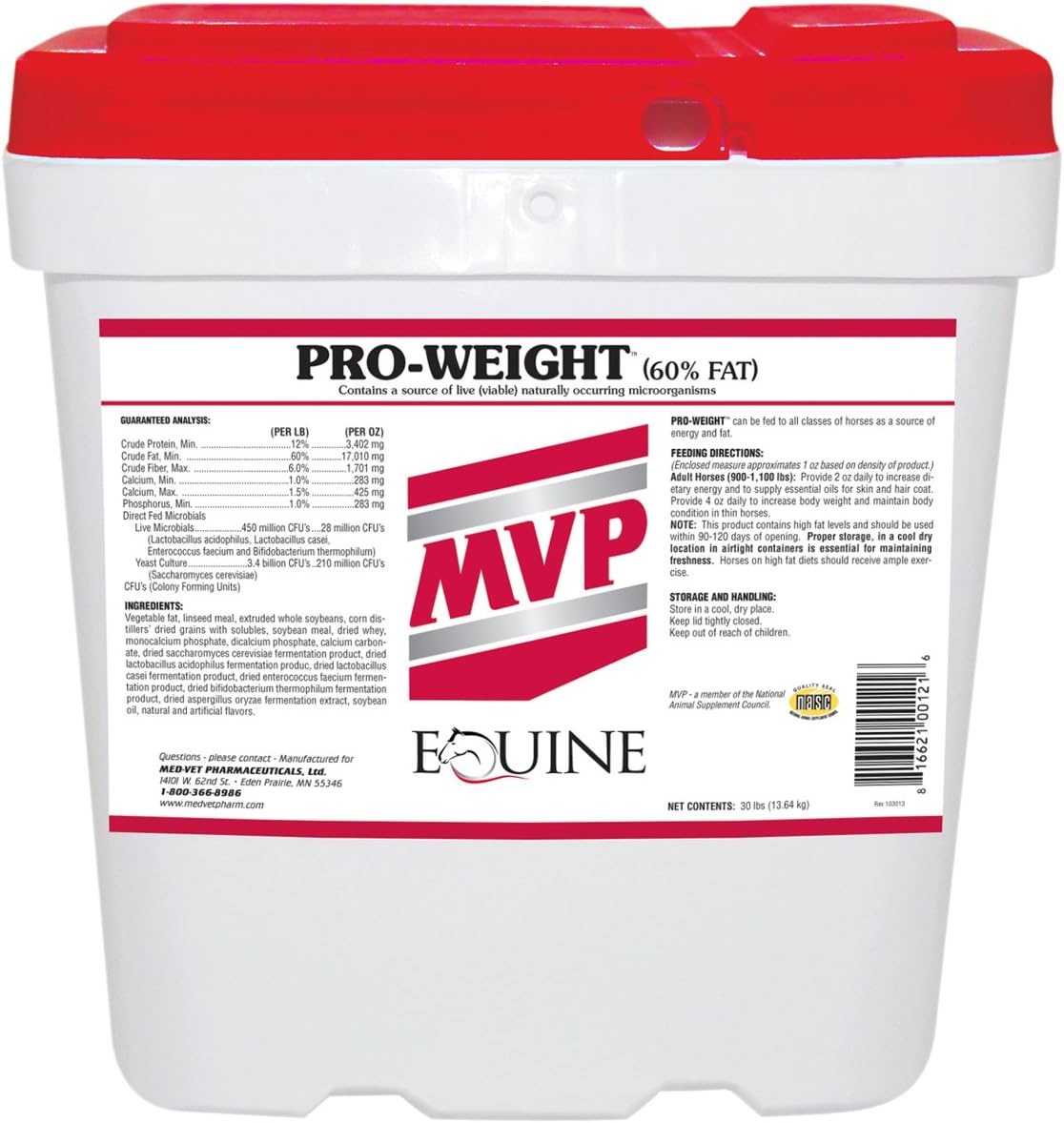Premium Pro-Weight 30lb Supplement for Equine Weight Management and Muscle Development