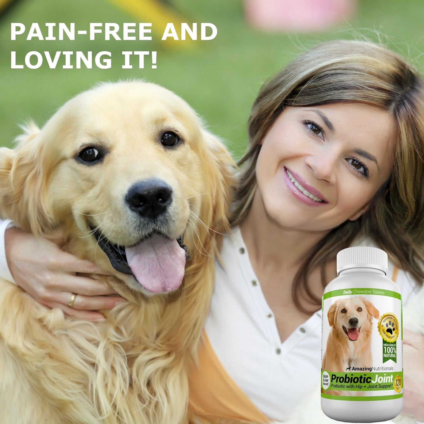 Premium Probiotic and Joint Support Chews for Dogs - 120 Count - Relieves Diarrhea, Gas, and Hip Joint Pain