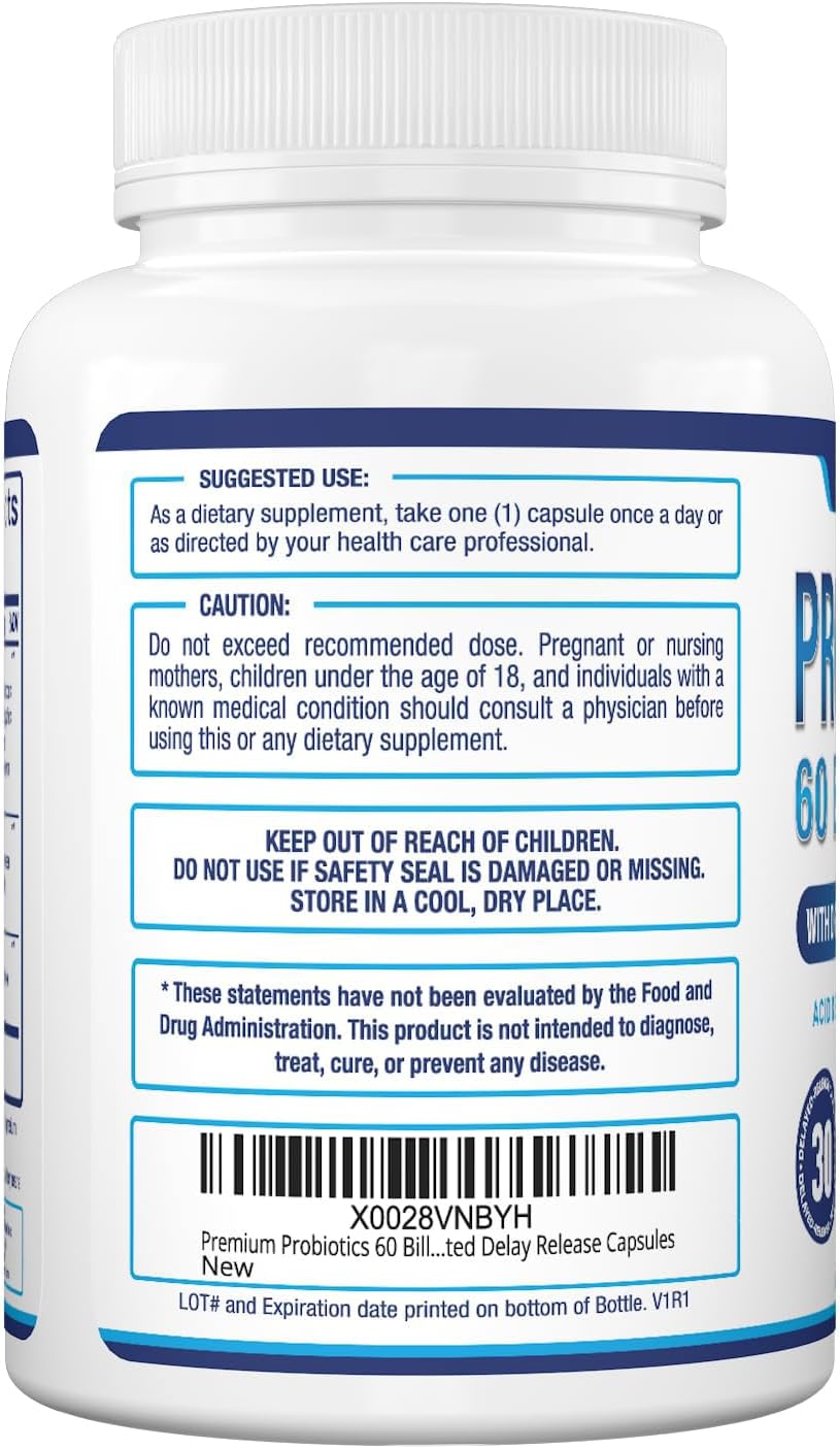 Premium Probiotic Supplement with 60 Billion CFU, Organic Prebiotics, and Digestive Enzymes