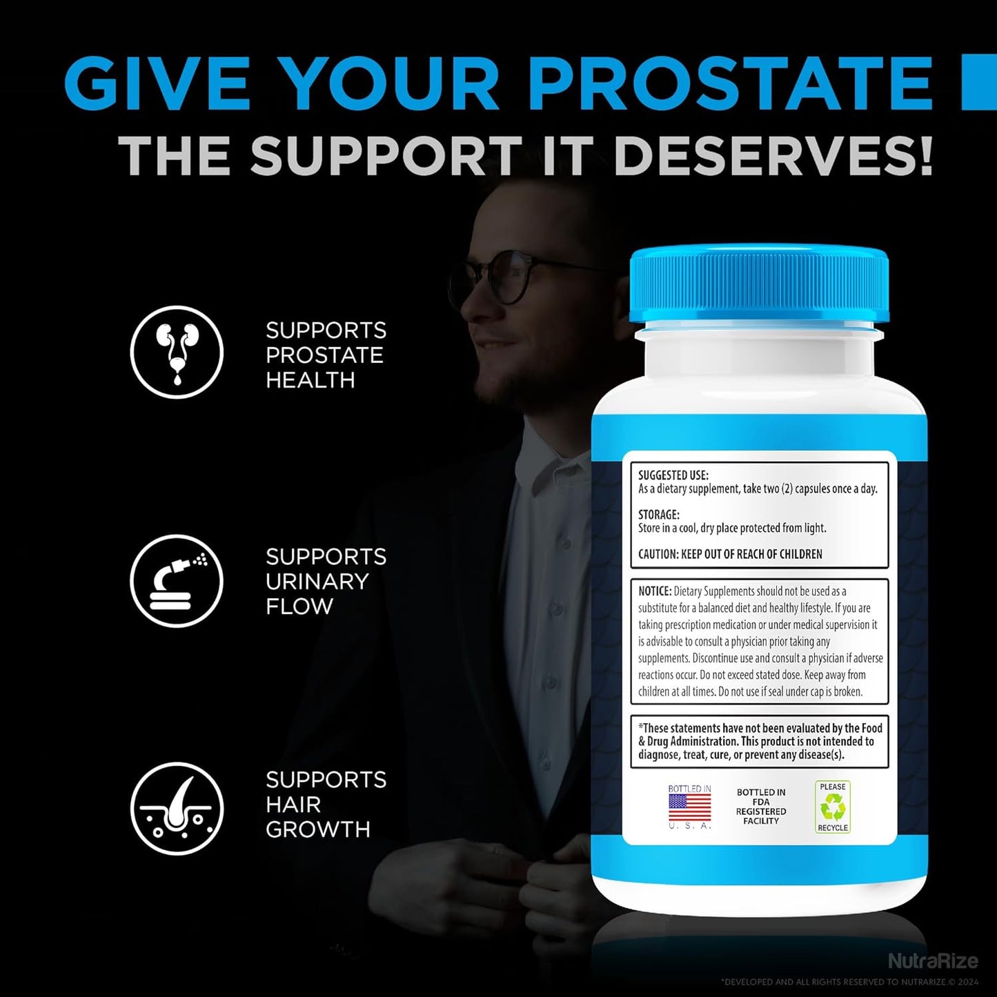 Premium Prostate Support Formula (180 Capsules) - NutraRize Prosta2Care Capsules for Maintaining Prostate Health - Official Pastillas Review - Prosta 2 Care Natural Capsules - 3 Pack