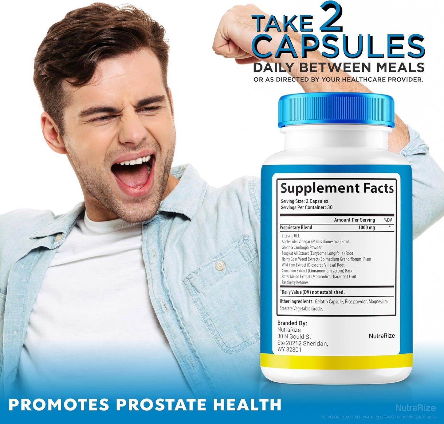 Premium Prostate Support Supplement - NutraRize Jertaris Pills for Men, All Natural Formula for Prostate Health, 60 Capsules