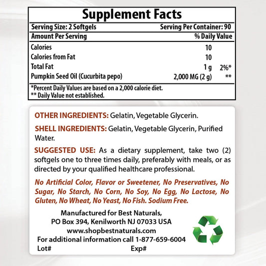 Premium Pumpkin Seed Oil with Vitamin K2 (MK7) and D3 - 1000 mg Strength - High-Quality Natural Supplement
