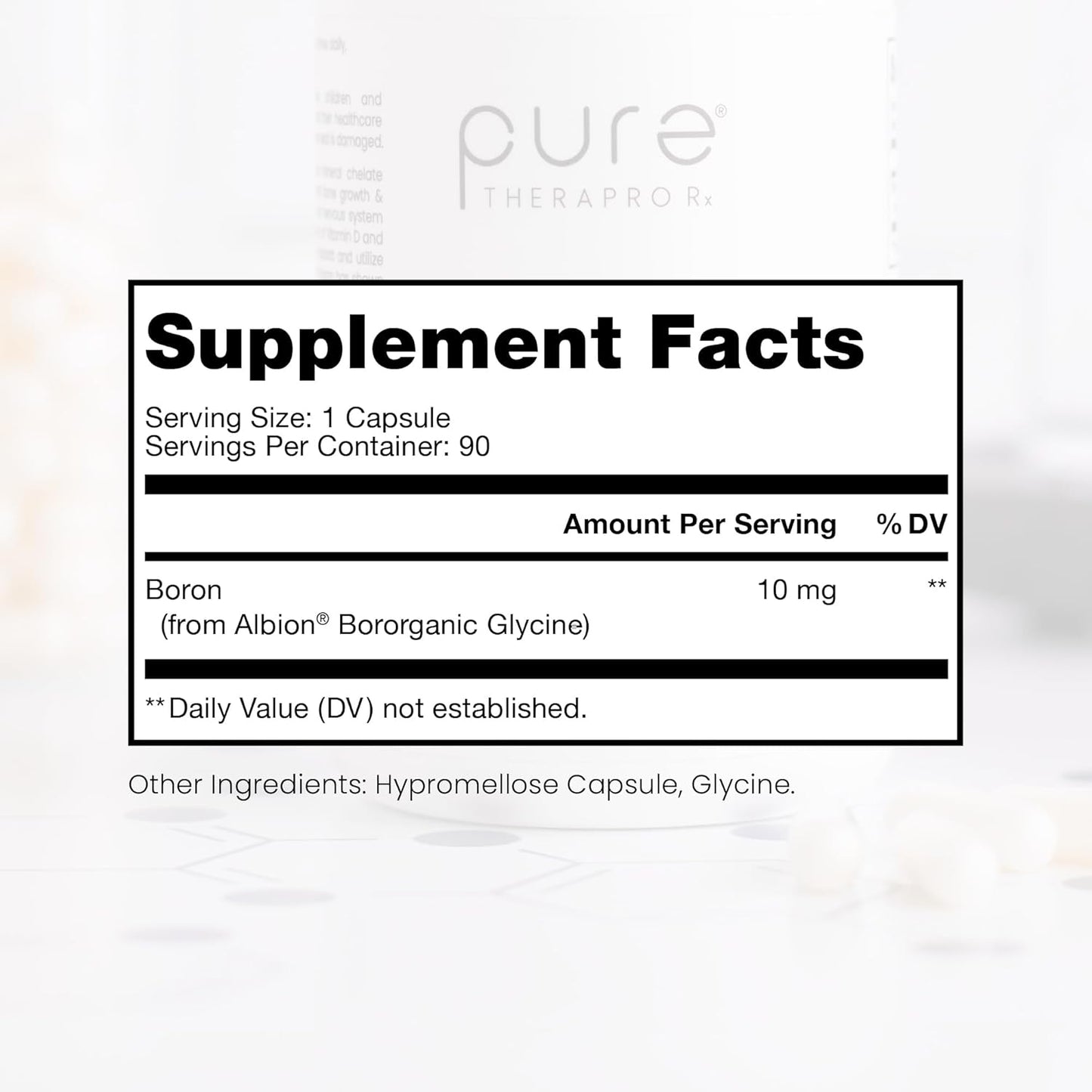 Premium Pure TheraPro Rx Bio Boron 10mg Supplement - 90 Day Supply for Bone & Joint Health, Cardiovascular Function, and Immune Support - Bororganic Glycine Boron Formula for Men & Women