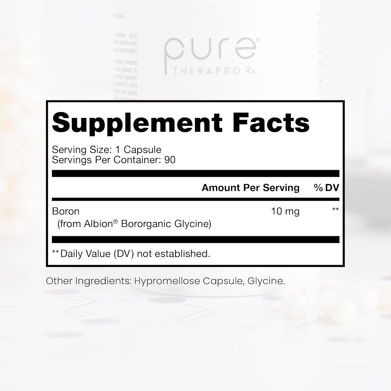 Premium Pure TheraPro Rx Bio Boron 10mg Supplement - 90 Day Supply for Bone & Joint Health, Cardiovascular Function, and Immune Support - Bororganic Glycine Boron Formula for Men & Women