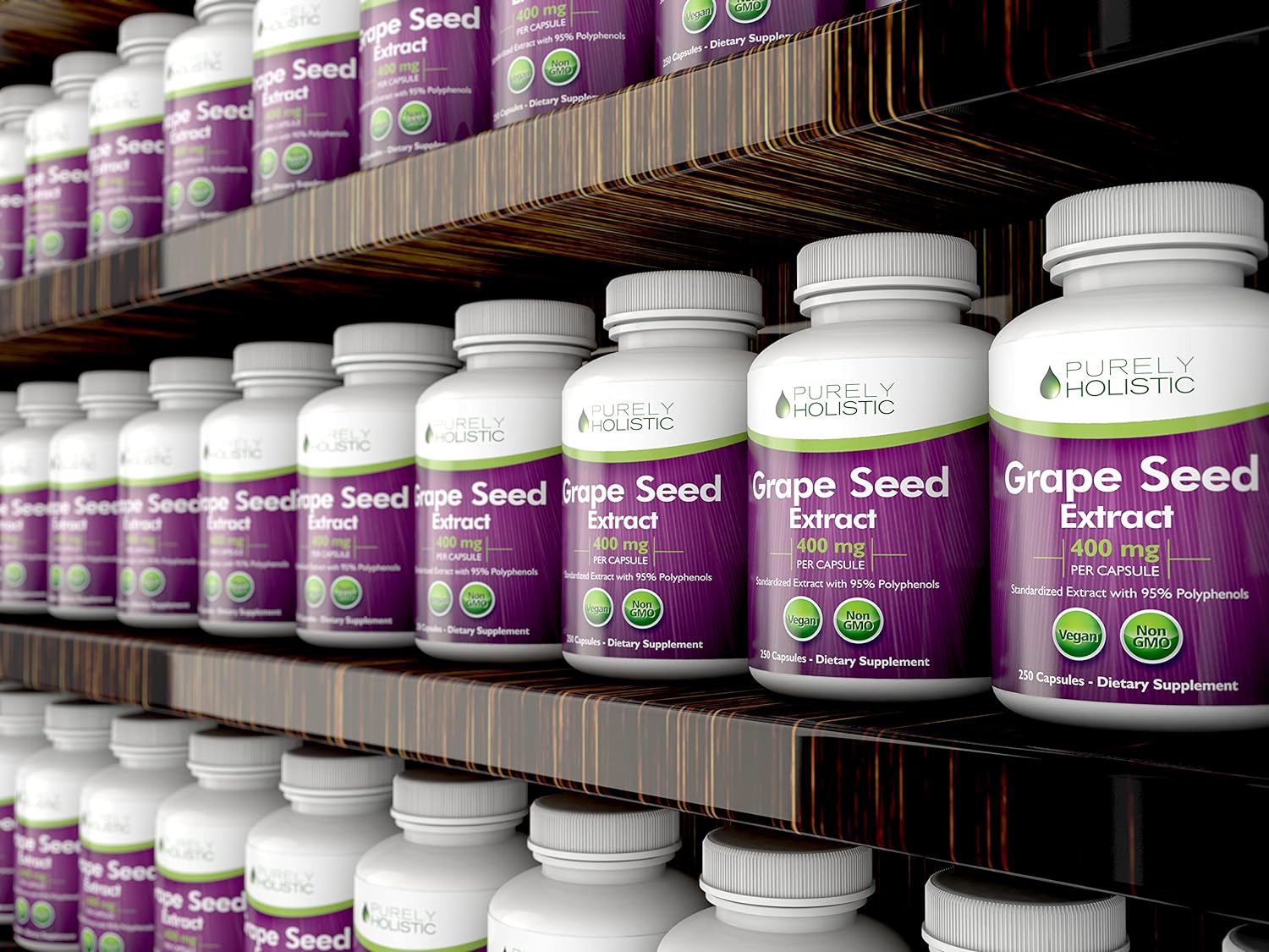Premium Purely Holistic Grape Seed Extract 20,000mg - 250 Vegan Capsules - 8+ Month Supply - High Polyphenol Content - Maximum Strength Non-GMO Grapeseed Supplement