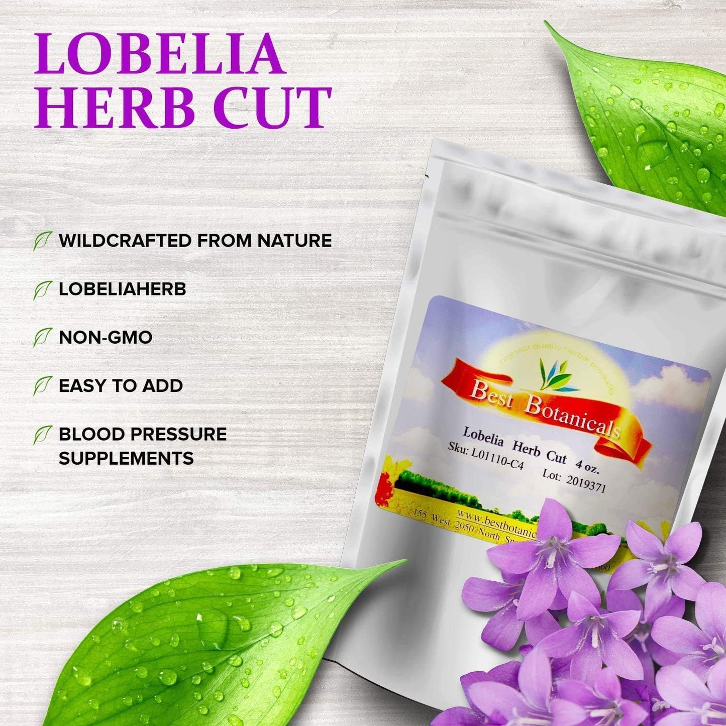 Premium Quality 4 oz. Cut Lobelia Herb by Best Botanicals