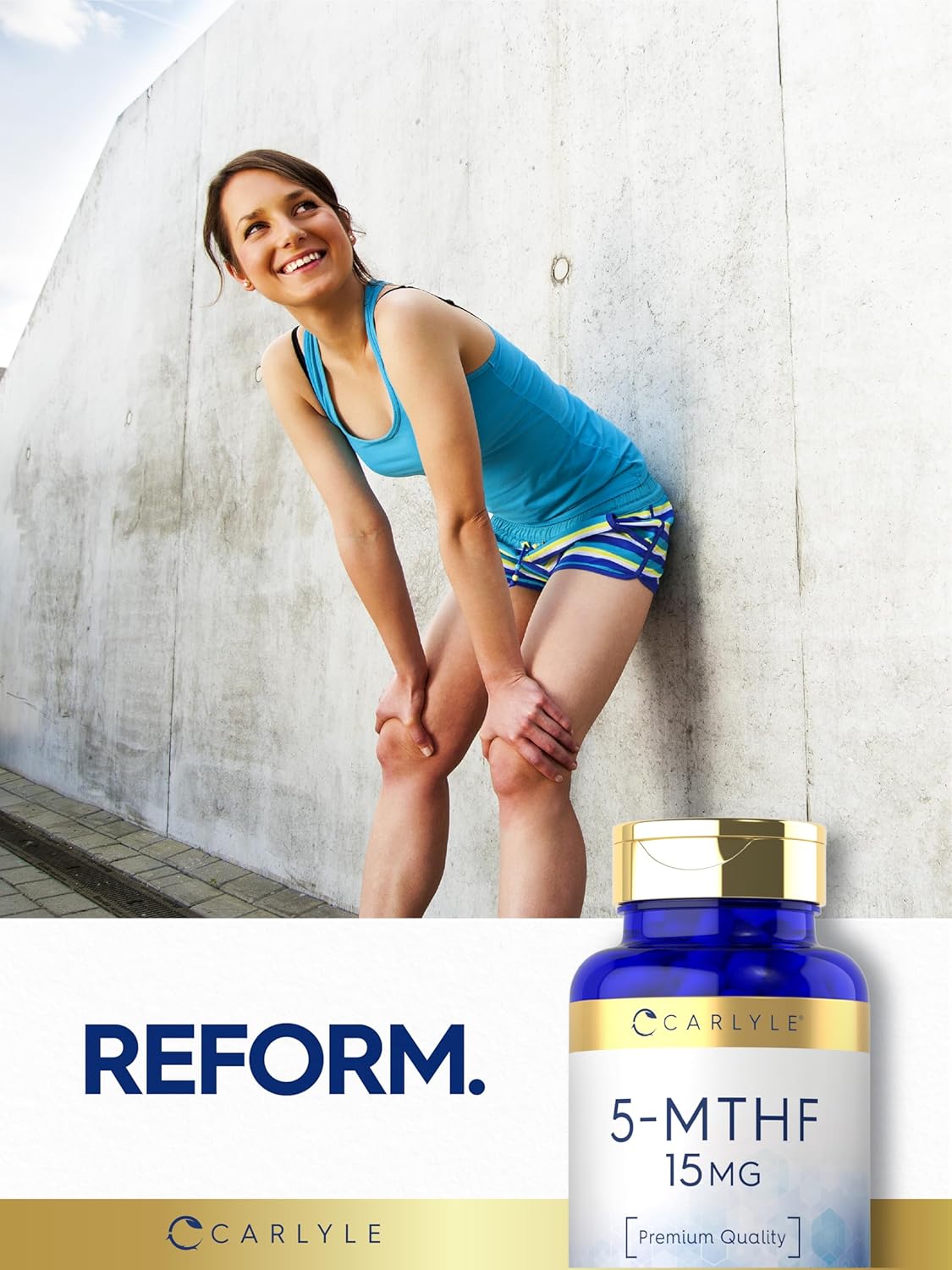 Premium Quality Carlyle L-Methylfolate 15mg Supplement | 100 Capsules | Non-GMO, Gluten Free