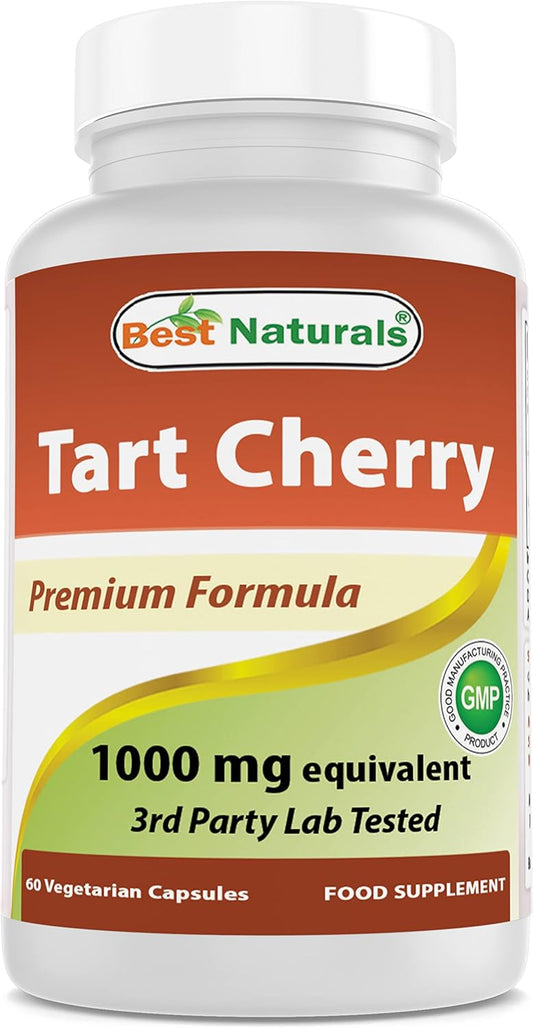 Premium Quality Tart Cherry Extract 1000mg - 60 Vegetarian Capsules by Best Naturals