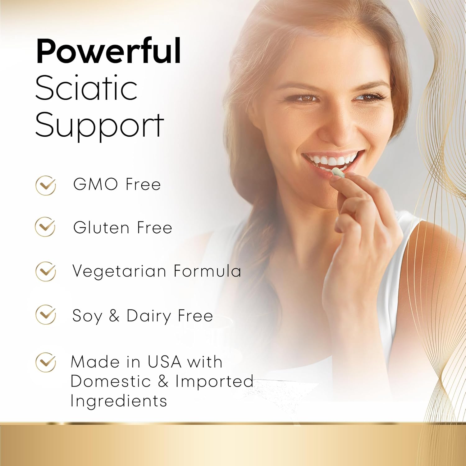 Premium Sciatic Nerve Support Supplement with Benfotaimine, Alpha Lipoic Acid, and Meriva Turmeric - Promotes Sciatic Nerve Health and Joint Comfort - 60 Capsules