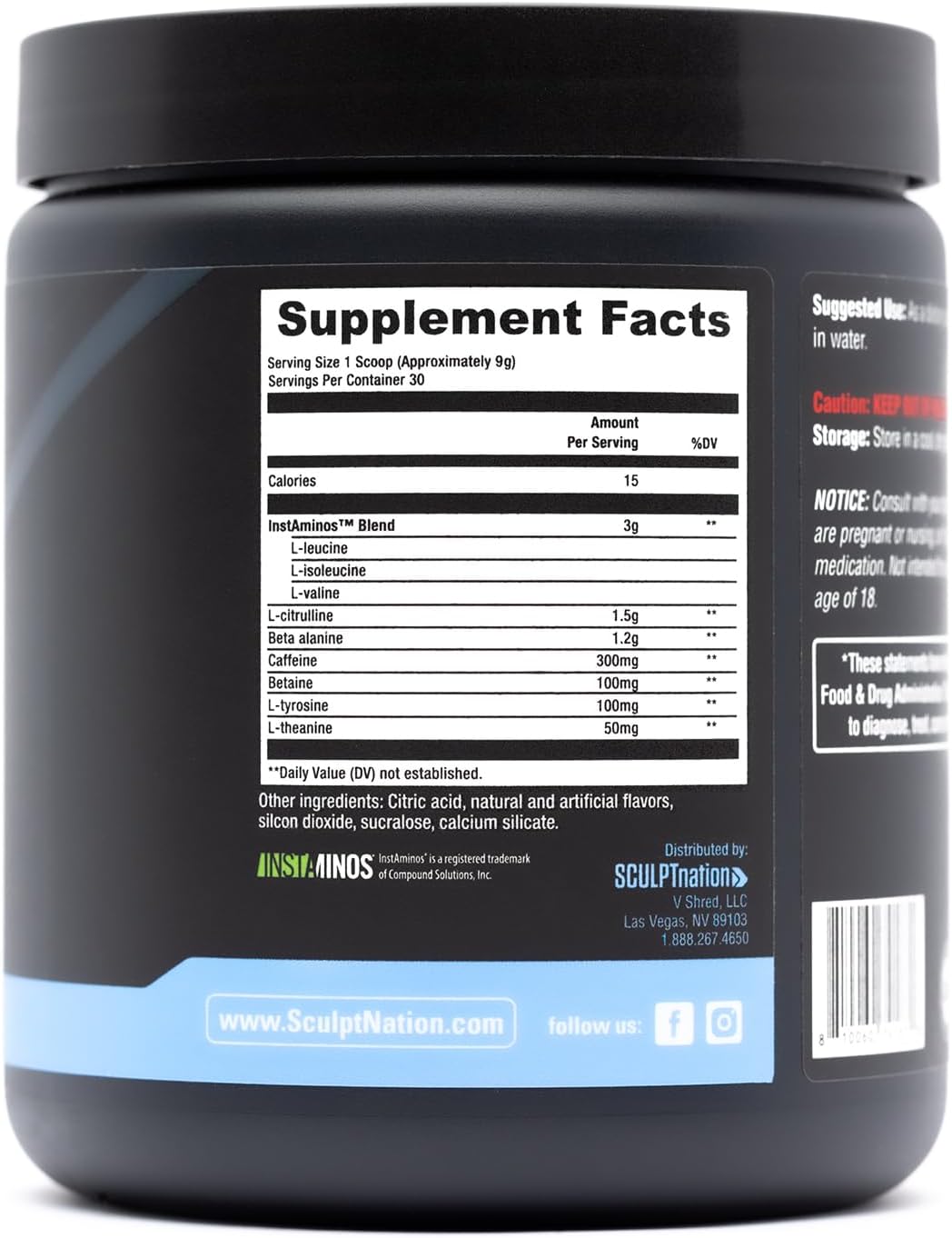 Premium Sculpt Nation PreWorkout Powder - Boost Performance, Endurance, and Energy with Amino Acids - Blue Raspberry Flavor - 30 Servings