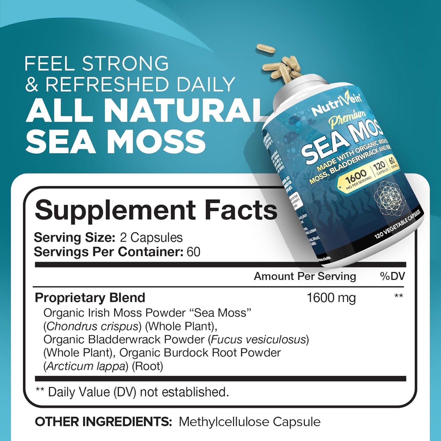 Premium Sea Moss and Resveratrol Capsules Bundle for Digestion, Vitality, & Repair: High-Absorption Supplement for Overall Wellness