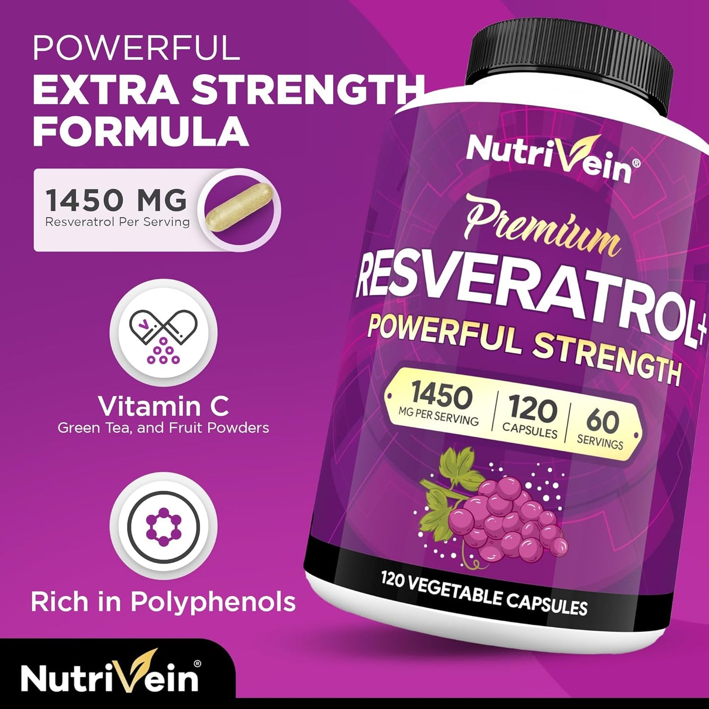 Premium Sea Moss and Resveratrol Capsules Bundle for Digestion, Vitality, & Repair: High-Absorption Supplement for Overall Wellness