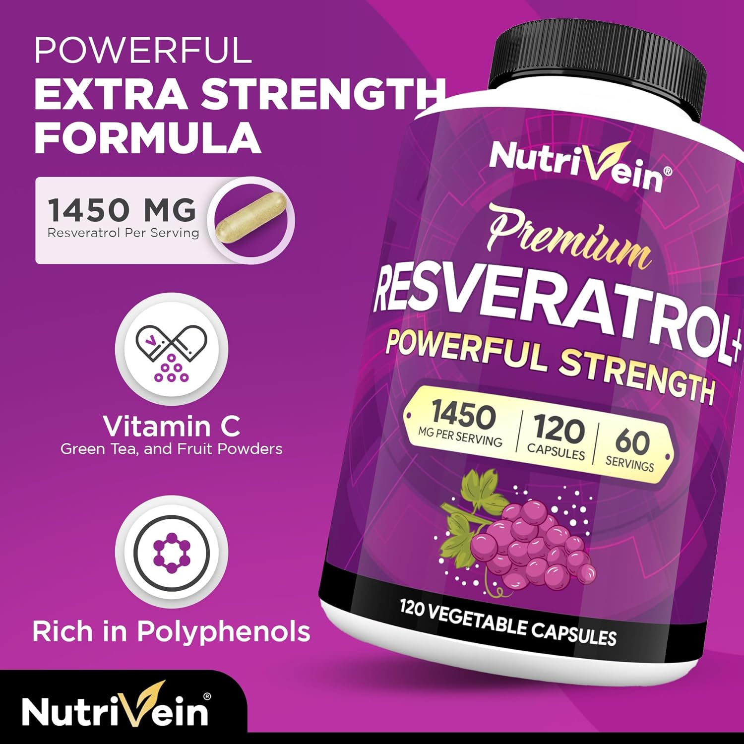 Premium Sea Moss and Resveratrol Capsules Bundle for Digestion, Vitality, & Repair: High-Absorption Supplement for Overall Wellness