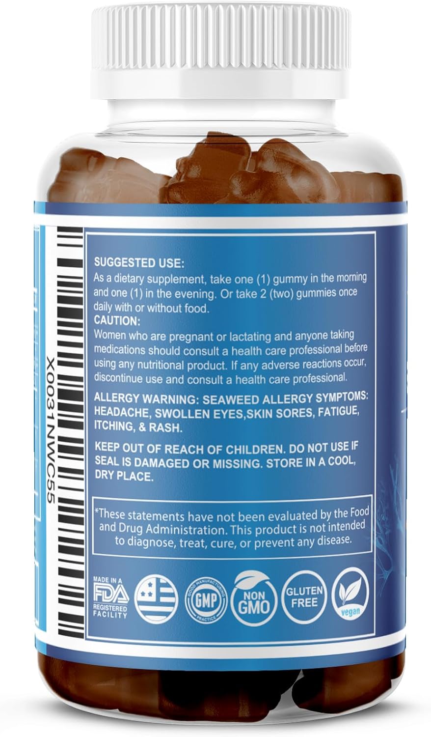 Premium Sea Moss Gummies with Irish Sea Moss, Burdock Root, Bladderwrack - Raw Alkaline Supplement by O NUTRITIONS