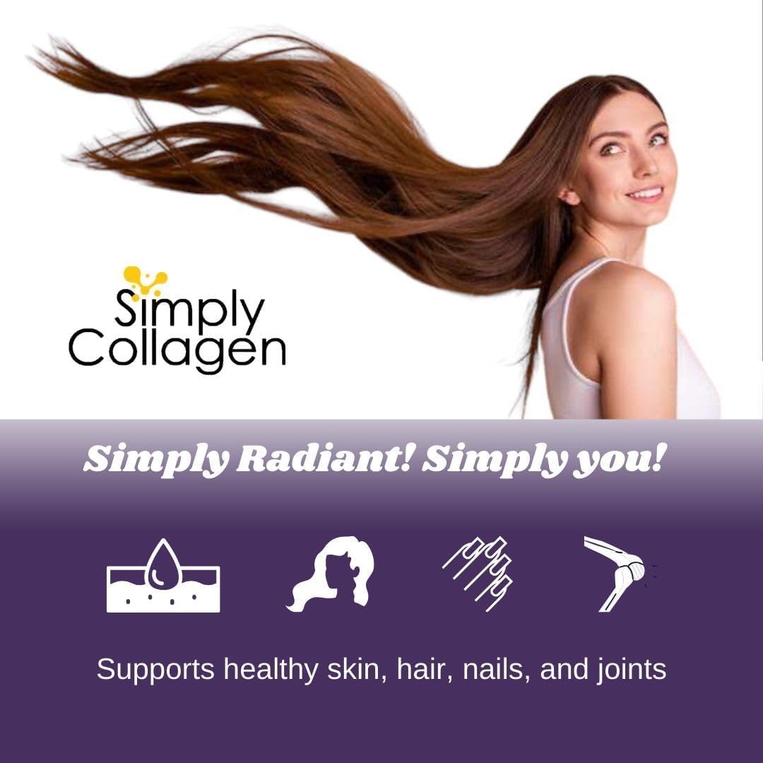 Premium Simply Collagen® Hydrolyzed Peptides for Hair, Skin, Nails, Bones & Joints - Grass Fed, Type I & III - 41 Servings