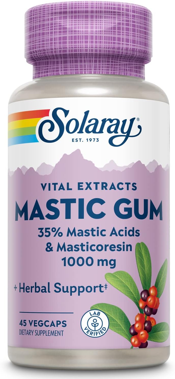 Premium Solaray Mastic Gum Extract Capsules 500mg - 45 Count