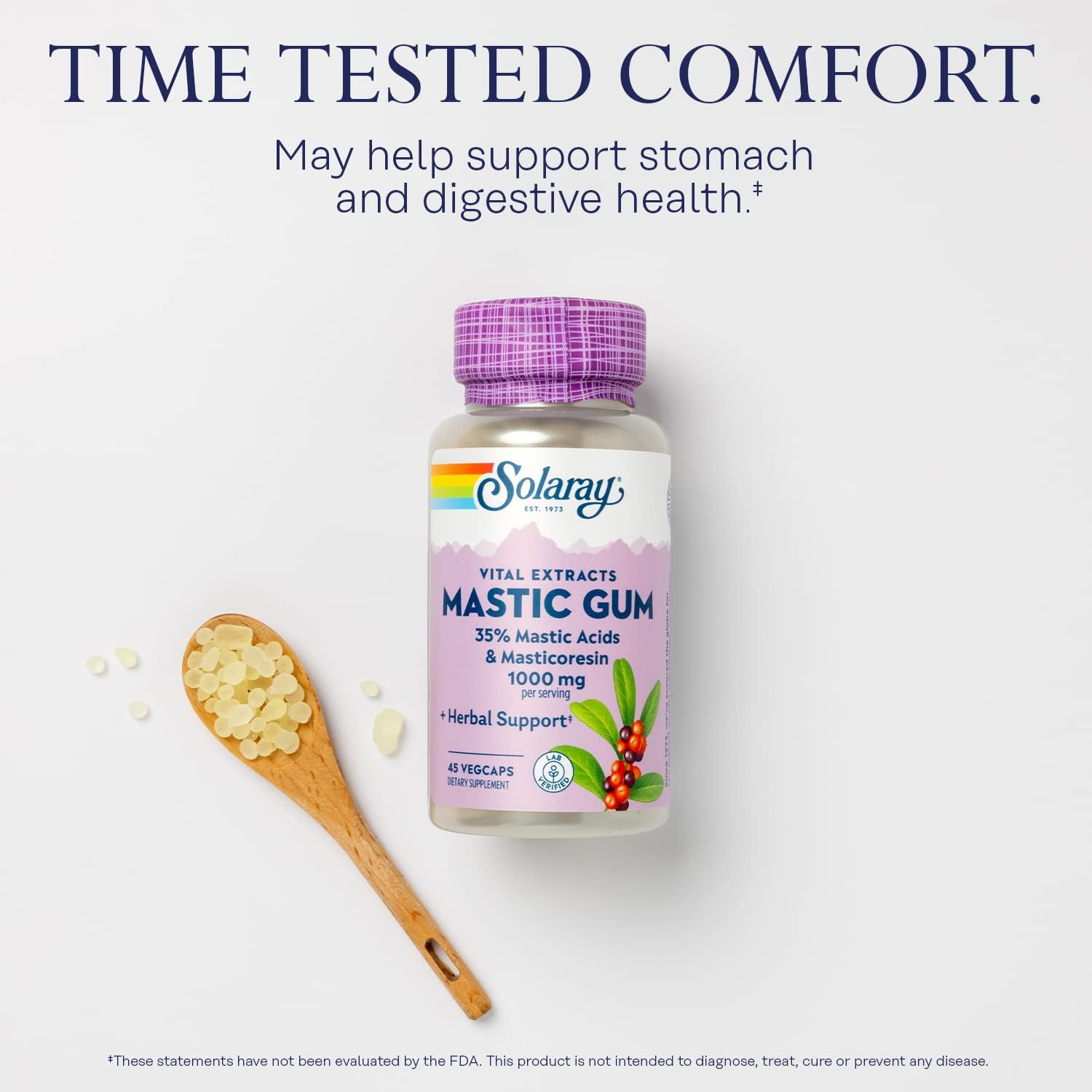 Premium Solaray Mastic Gum Extract Capsules 500mg - 45 Count