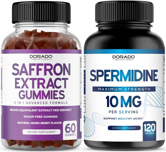 Premium Sugar-Free Saffron Gummies with Spermidine Supplement (10mg 3HCL) - Dorado Nutrition
