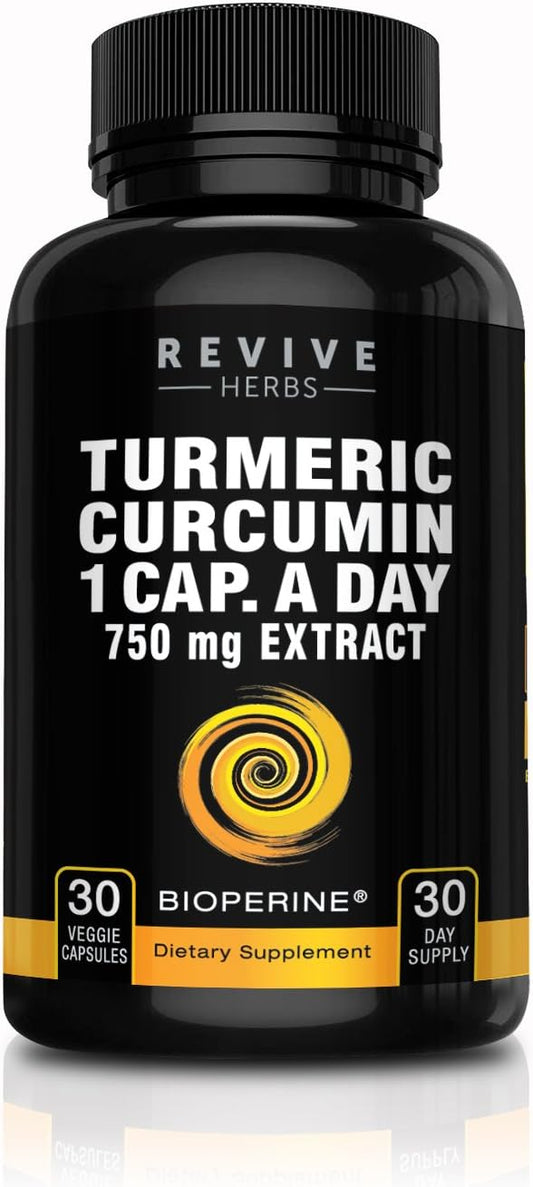Premium Super Strength Turmeric Curcumin Capsules with Bioperine for Joint Support - One Capsule Daily
