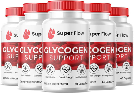 Premium SuperFlow Glycogen Support Capsules - 300 Count - Natural Blood Vessel Cleaner - Glyco Optimizer Formula - 5 Pack