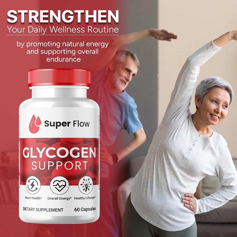 Premium SuperFlow Glycogen Support Capsules - Natural Formula for Blood Vessel Health (3 Pack, 180 Capsules)