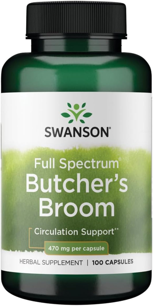 Premium Swanson Butcher's Broom Extract 470mg - 100 Capsules