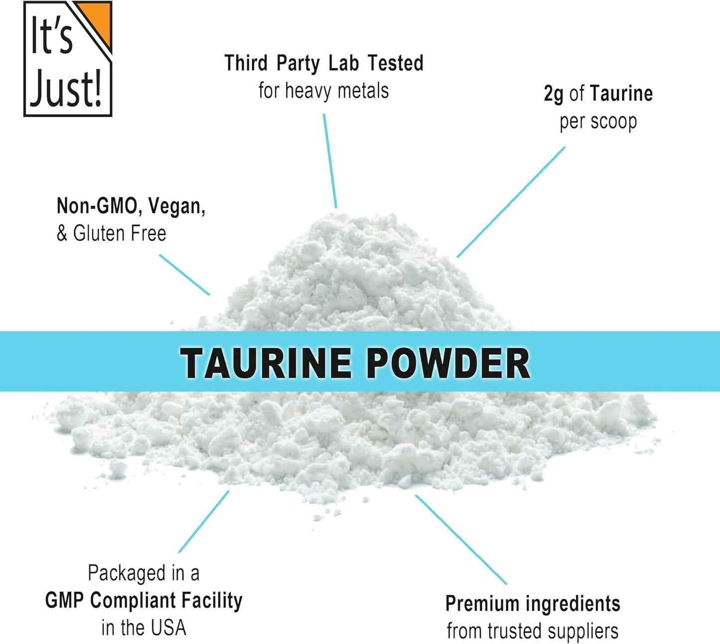 Premium Taurine Powder 250g Bulk - Unflavored Pre-Workout Supplement (125 Servings)