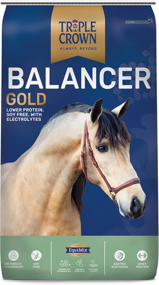 Premium Triple Crown Balancer Gold 50 lbs - Horse Supplement with Essential Vitamins, Minerals, and Weight Support