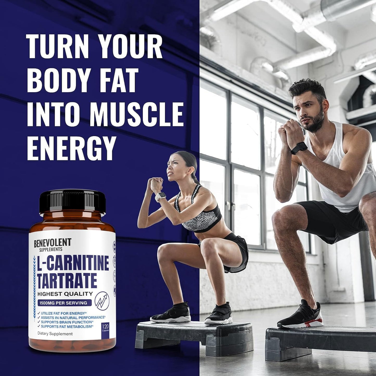 Premium Turkesterone and L-Carnitine Supplement for Stamina, Muscle Growth, and Metabolism Boost - 8,000mg with Tongkat Ali for High Absorption and Natural Energy Support