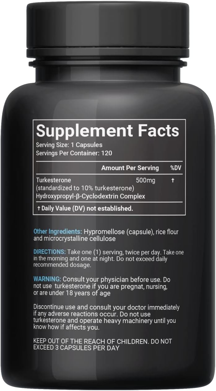 Premium Turkesterone Supplement for Fitness and Focus - 500mg, 120 Capsules - High-Quality Ajuga Turkestanica Extract - Boosts Performance and Stamina