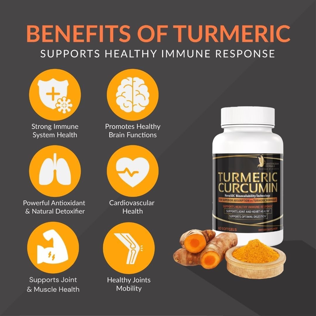 Premium Turmeric Curcumin NovaSOL Supplements with Advanced Nanotechnology for Joint Mobility, Immunity, Digestive Health - 1000mg