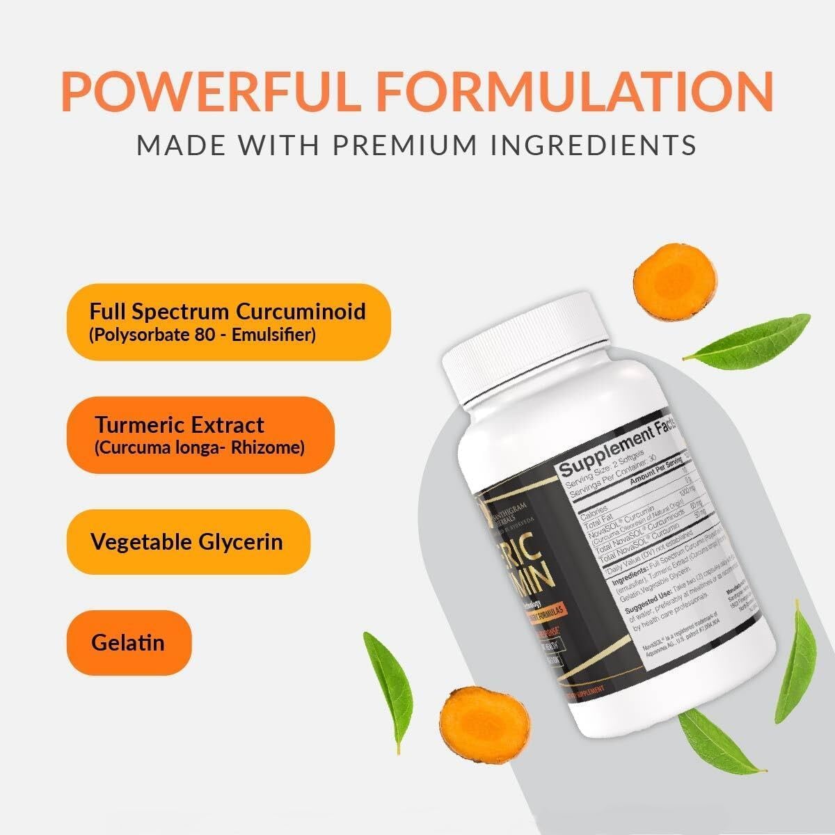 Premium Turmeric Curcumin NovaSOL Supplements with Advanced Nanotechnology for Joint Mobility, Immunity, Digestive Health - 1000mg
