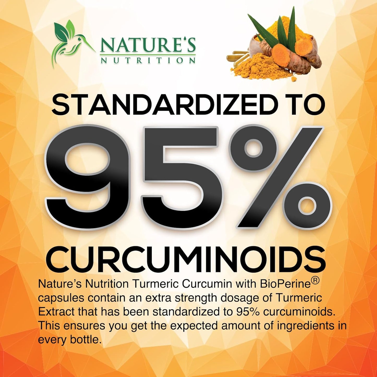Premium Turmeric Curcumin Supplement 2600mg with BioPerine & Black Pepper for Optimal Absorption - 240 Capsules, Vegan Joint Support - Non-GMO Formula - Bottled in USA by Nature's Nutrition