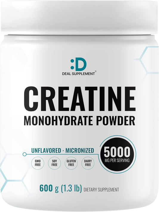 Premium Unflavored Micronized Creatine Monohydrate Powder - 120 Servings of 5000mg (5g) for Enhanced Performance & Recovery | Vegan & Keto-Friendly | Non-GMO & Filler-Free