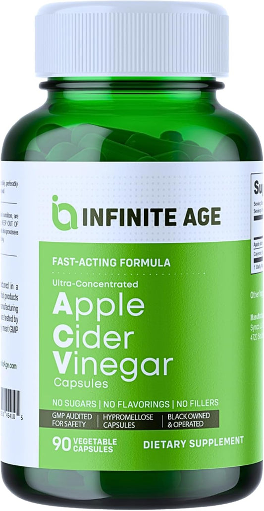 Premium USA-Made Apple Cider Vinegar Capsules - 1950mg, 90 Count - Vegan, Gluten-Free, All-Natural with Cayenne - No Fillers