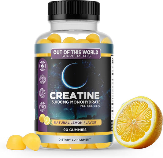 Premium USA-Made Creatine Monohydrate Gummies for Muscle Recovery, Strength, and Endurance - Lemon Flavor with Maximum Absorption