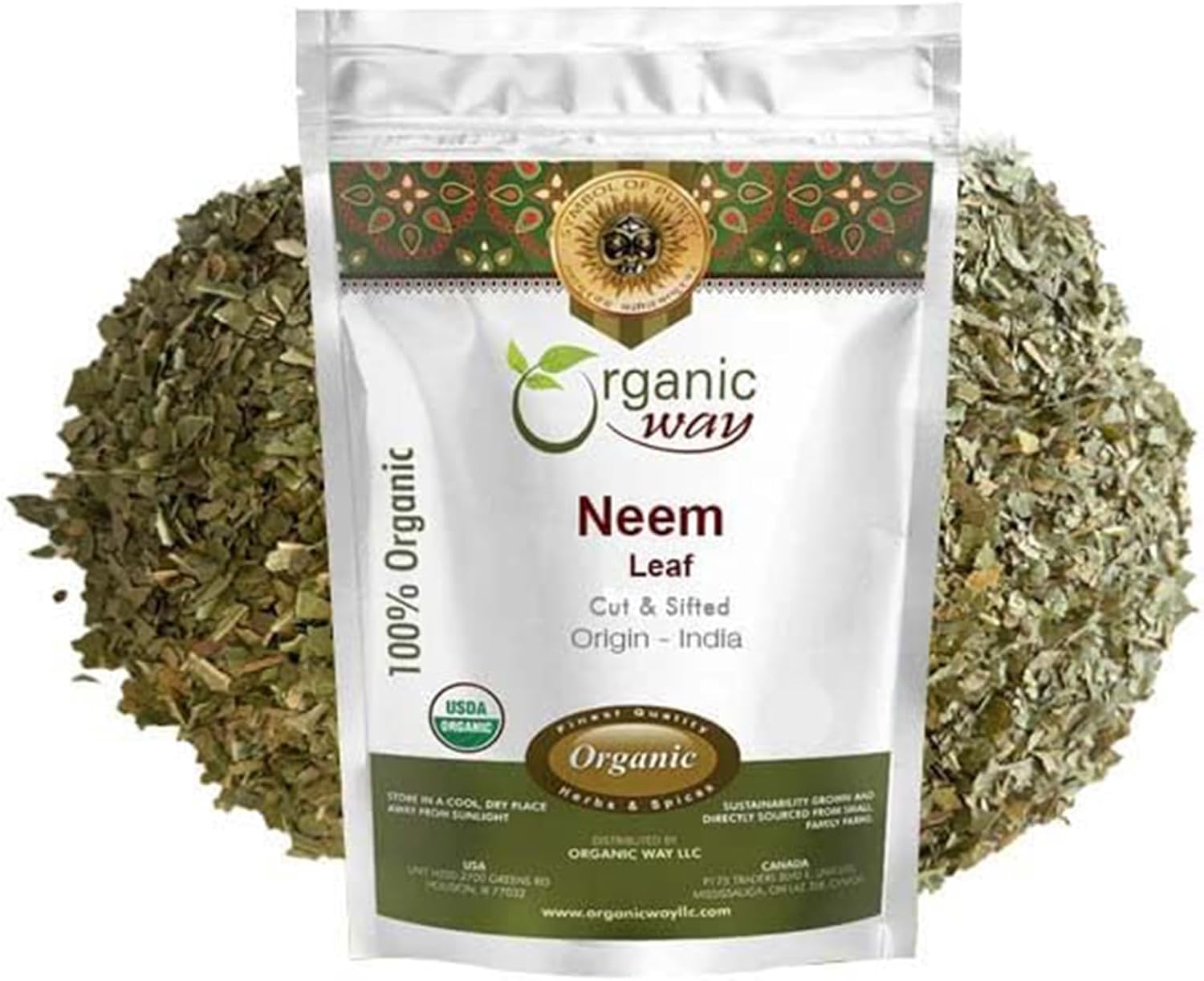 Premium USDA Certified Organic Neem Leaf Cut and Sifted Herbal Tea from India - Non GMO & Gluten Free (8 oz)