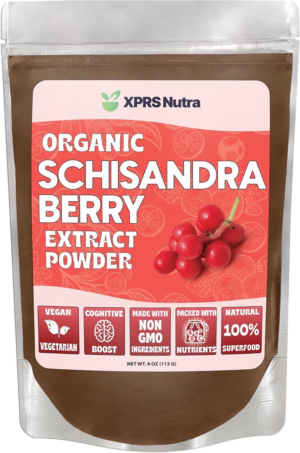Premium USDA Organic Schisandra Berry Powder Extract - Boost Cognition and Immunity - Vegan Superfood Supplement (8 oz)