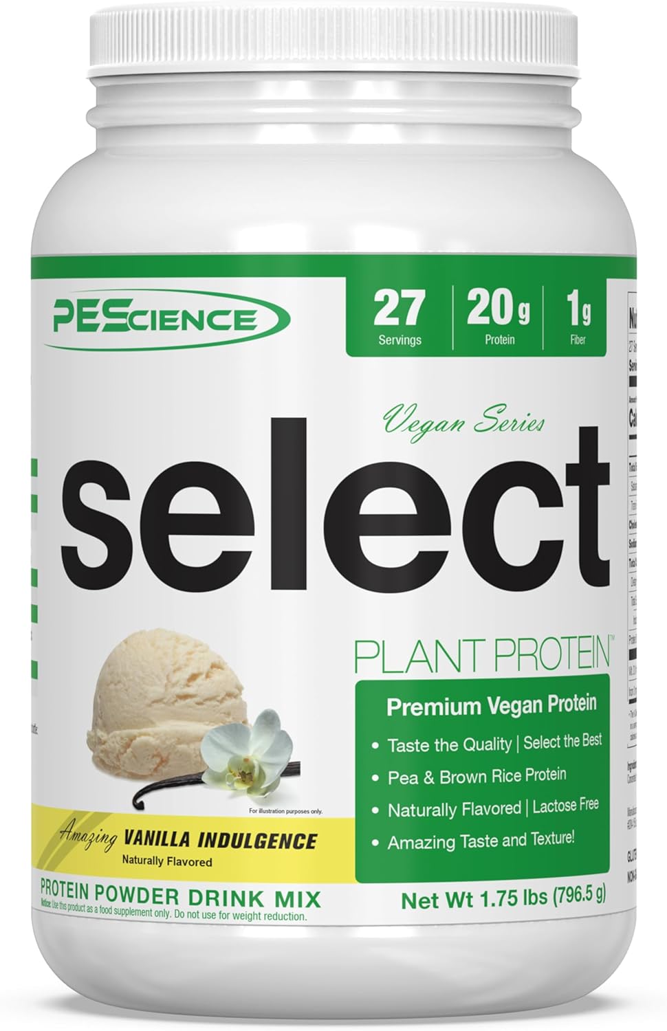 Premium Vanilla Plant Based Protein Powder with Pea and Brown Rice Blend - 27 Servings