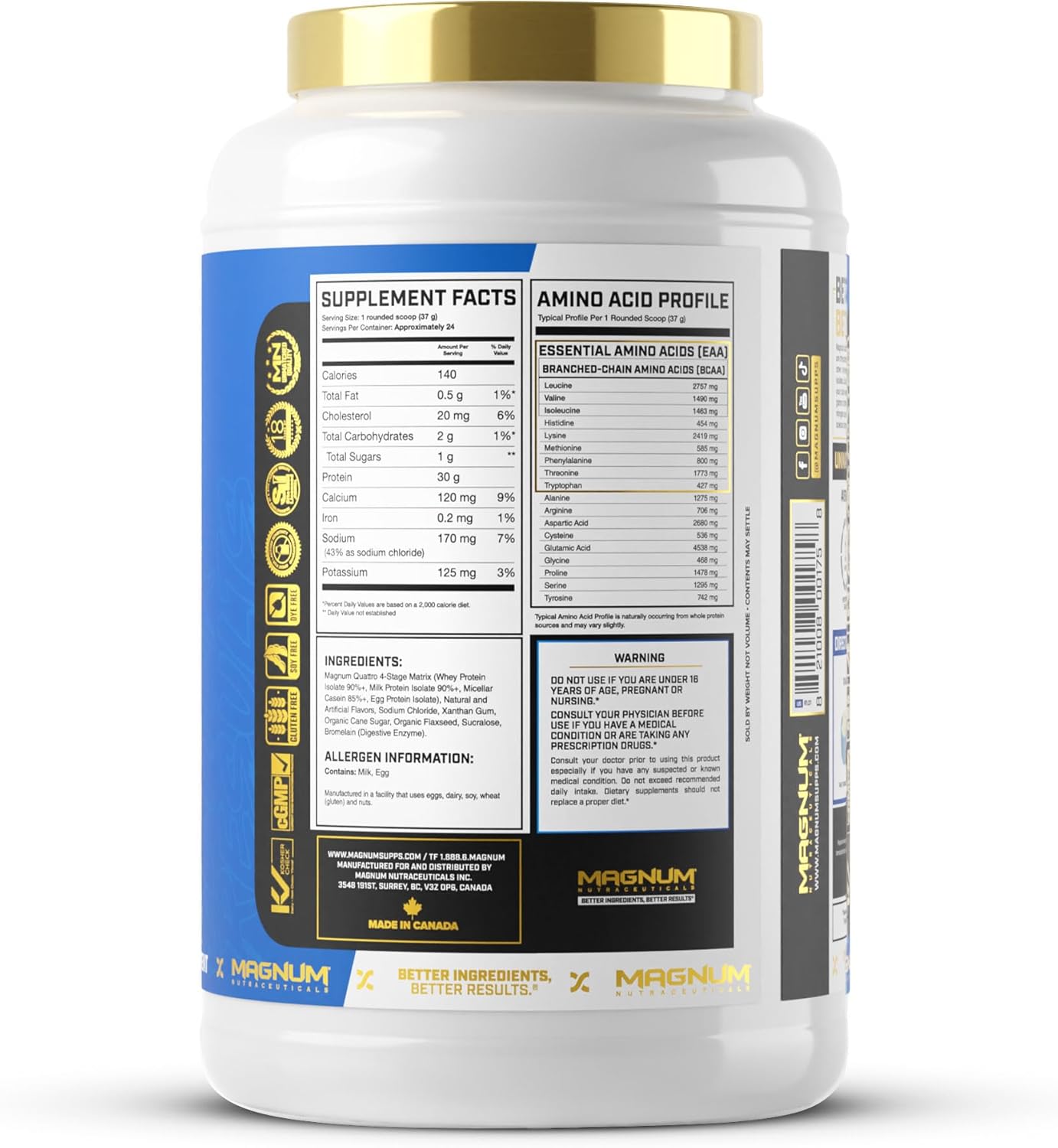 Premium Vanilla Soft Serve Whey Protein Powder for Muscle Growth & Recovery - 2lb by QUATTRO Magnum Nutraceuticals
