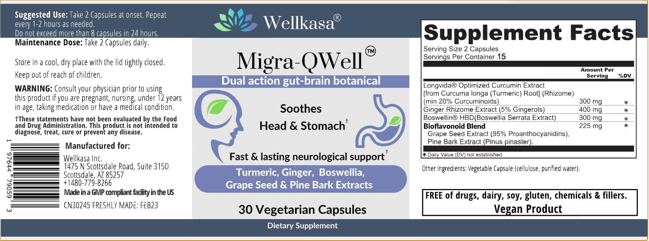 Premium Vegan Turmeric Boswellia Ginger Complex for Head & Body Wellness | 5-in-1 Botanical Support | Professional-Grade Formula with Third-Party Testing (30 Capsules)