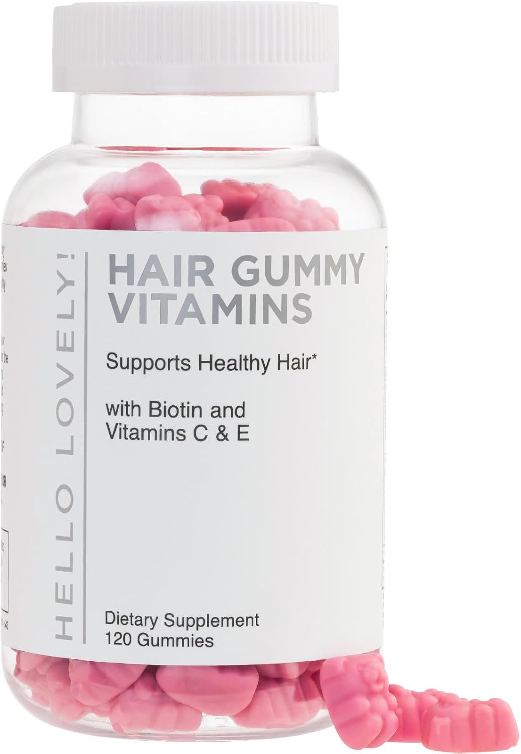 Premium Vegetarian Hair Growth Gummies with Biotin 5000 mcg, Vitamin E & C - 120 Bear Gummies for Stronger Hair, Skin & Nails