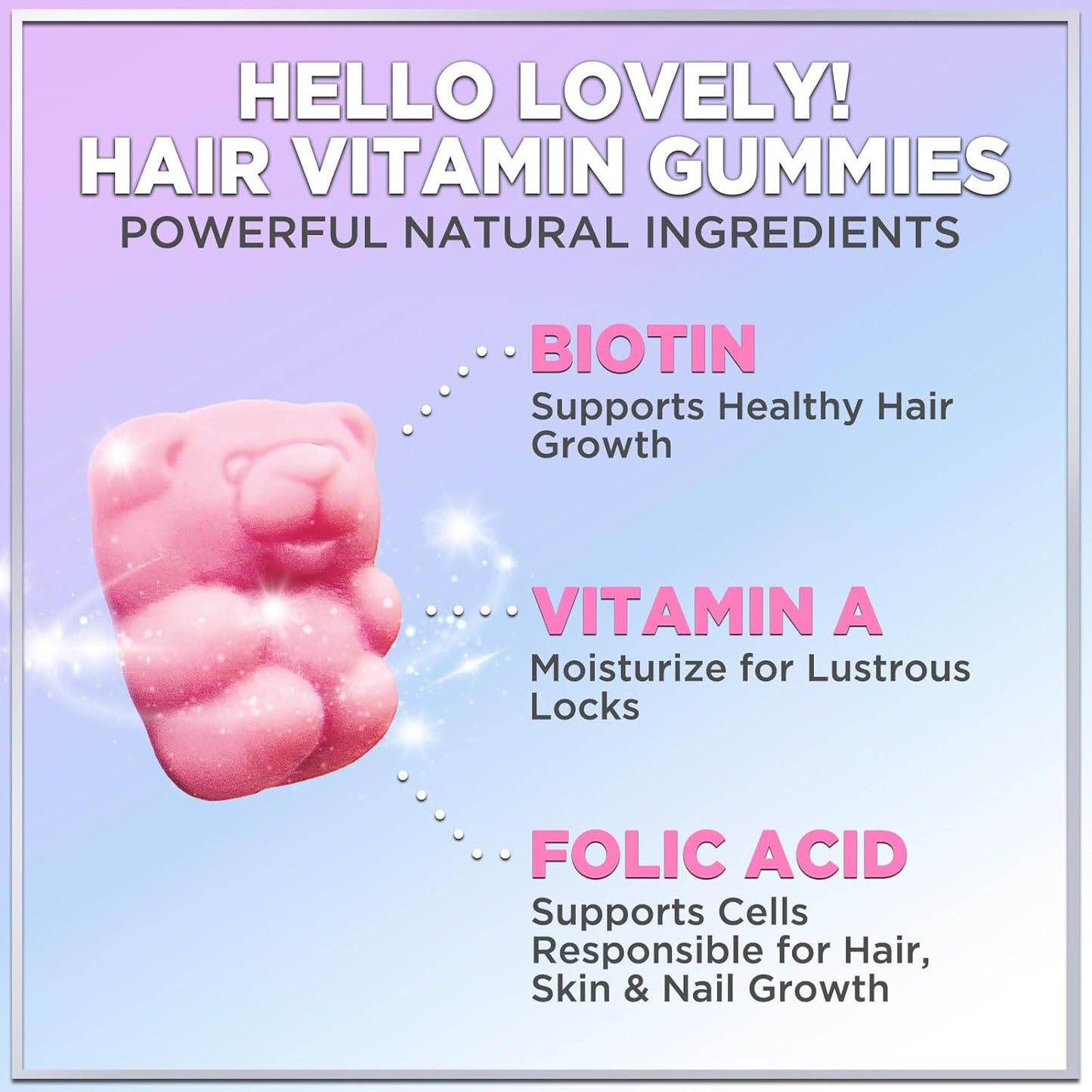 Premium Vegetarian Hair Growth Gummies with Biotin 5000 mcg, Vitamin E & C - 120 Bear Gummies for Stronger Hair, Skin & Nails