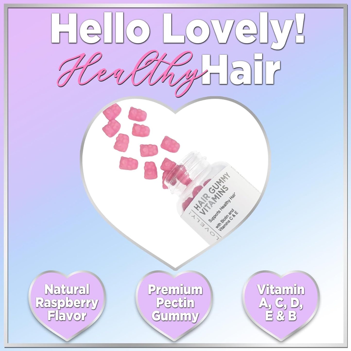 Premium Vegetarian Hair Growth Gummies with Biotin 5000 mcg, Vitamin E & C - 120 Bear Gummies for Stronger Hair, Skin & Nails